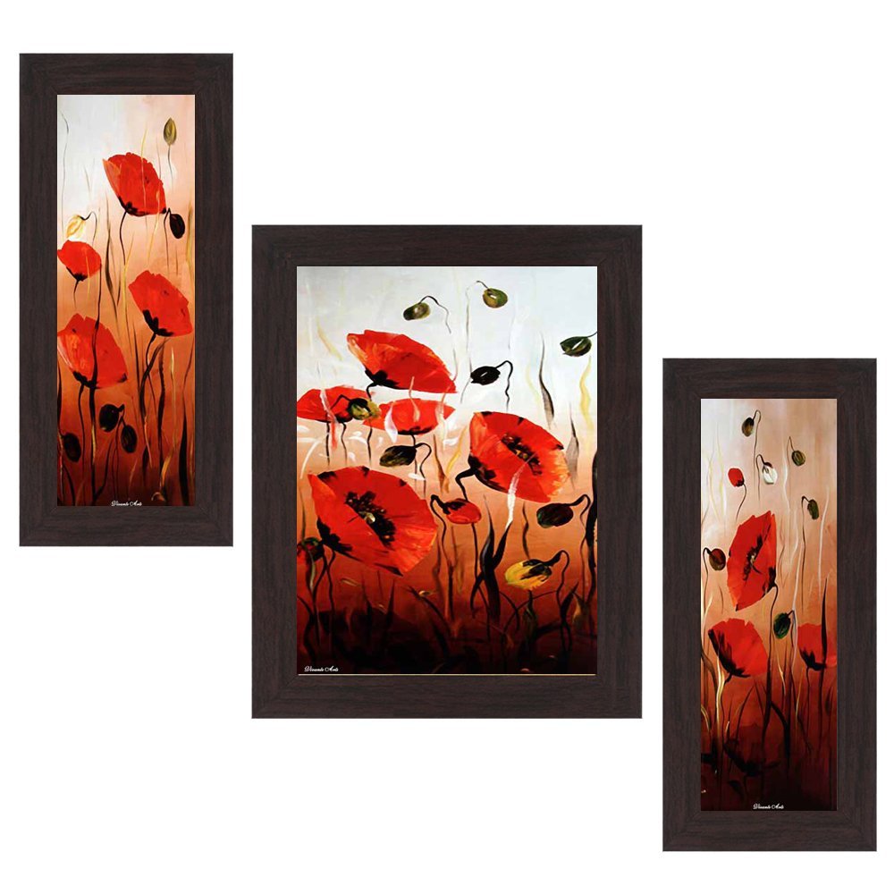 Amazon: Buy Wens Flower MDF Wall Art (14.5 cm x 29 cm x 1 cm, Set of 3, WSP-4161) at Rs 313 only