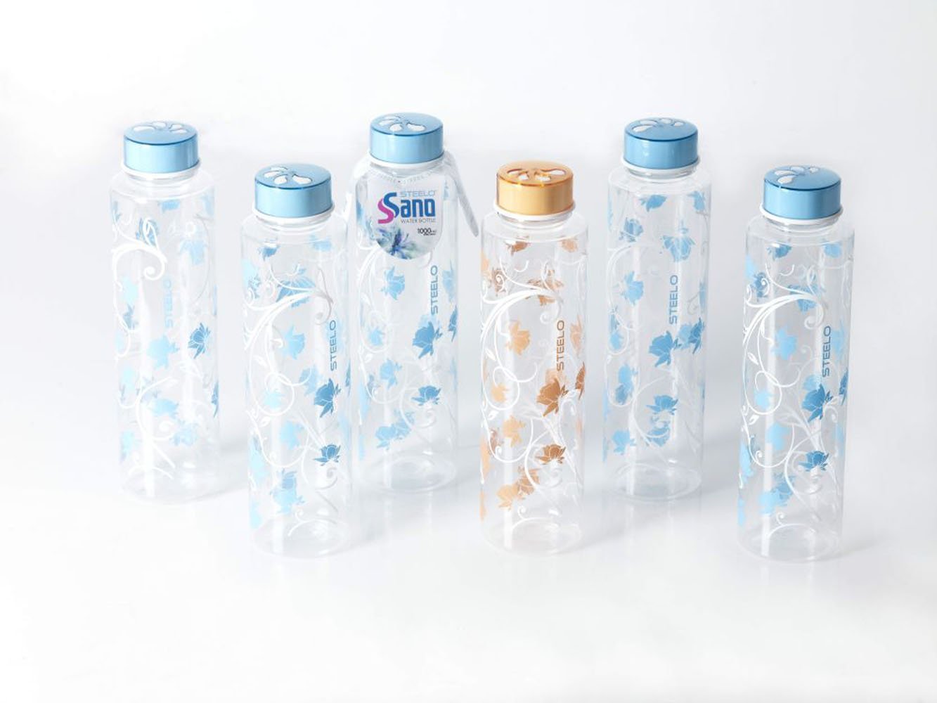 Amazon: Buy Steelo Sano Printed Bottle Set, 1 Litre, Set of 6 at Rs 256 only
