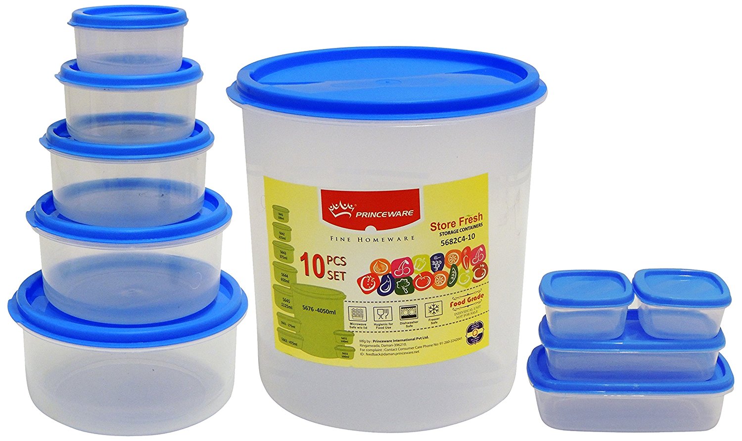 Amazon: Buy Princeware SF Package Container Set, 10-Pieces, Blue at Rs 159 only​