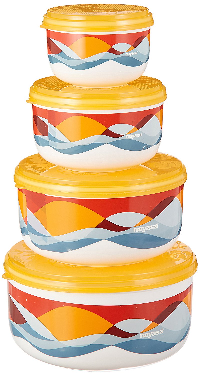 Amazon: Buy Nayasa Allora Plastic Container Set, 4-Pieces, Yellow at Rs 213 only