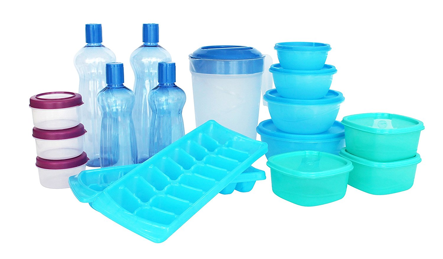 Buy Princeware Plastic Refrigerator Jar Set, 17-Pieces, Multicolour at Rs 379 only